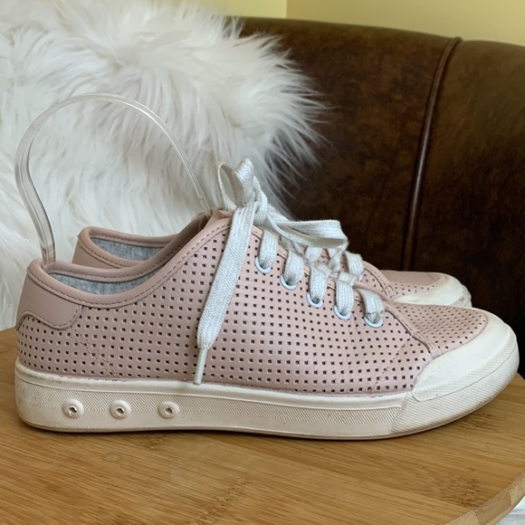 Rag & Bone | Standard Issue Perforated Low Lace Up Pink Leather Sneakers 37 / 7 - Picture 4 of 17
